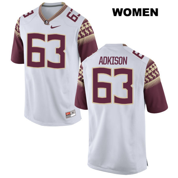 Women's NCAA Nike Florida State Seminoles #63 Tanner Adkison College White Stitched Authentic Football Jersey TSZ8869JV